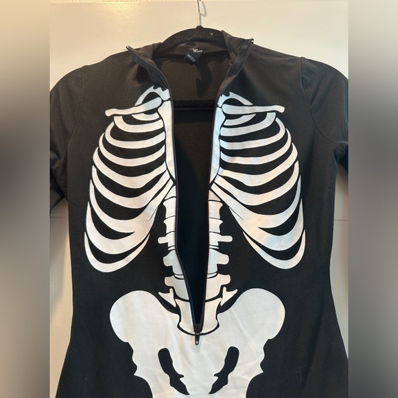 Windsor sultry skeleton black & white long sleeve bodysuit costume halloween S - Picture 10 of 14
